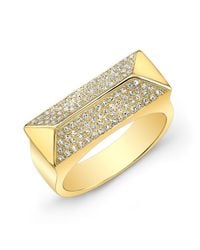 Anne Sisteron - 14kt Yellow Gold Diamond Pyramid Bar Ring - Lyst