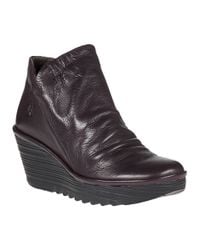Fly London | Purple Yip Wedge Boot Oxblood Leather | Lyst