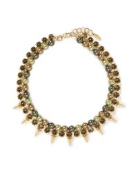 Joomi Lim | Green Spike Crystal Pearl Double Strand Necklace | Lyst
