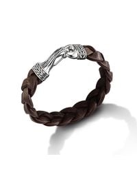 John Hardy | Hook Bracelet On Brown Braided Leather Cord for Men | Lyst