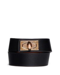 Givenchy | Black Shark Tooth Double Wrap Leather Bracelet | Lyst
