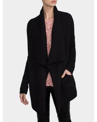 White + Warren - Black Cascading Shaker Cardigan - Lyst
