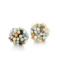 Kenneth Jay Lane | Metallic Beaded Cluster Clip-on Button Earrings | Lyst