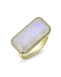 Anne Sisteron - Metallic 14kt Yellow Gold Moonstone Diamond Long Rectangle Cocktail Ring - Lyst