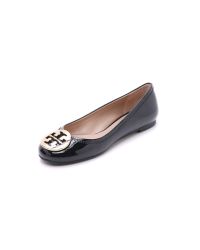 Tory Burch | Black Reva Patent Leather Ballet Flats | Lyst