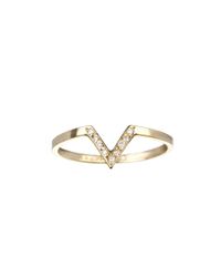 Zoe Chicco | Yellow White Diamond Pave V Ring | Lyst