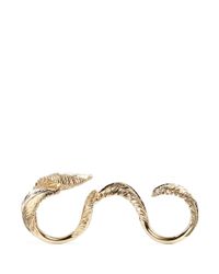 Valentino | Metallic Feather Two Finger Ring | Lyst