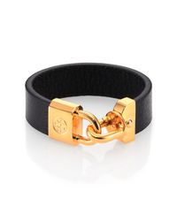 Tory Burch | Black Lock Closure Leather Bracelet | Lyst