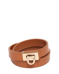 Ferragamo | Metallic Gancino Triple Wrap Leather Bracelet | Lyst