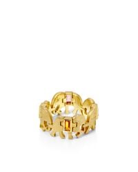 Marc Alary | Metallic 18k Yellow Gold Rotating Elephant Ring with Multicolored Sapphires | Lyst