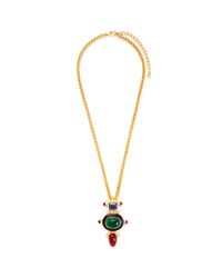 Kenneth Jay Lane | Multicolor Art Deco Stone Pendant Crystal Necklace | Lyst