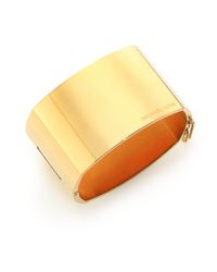 Michael Kors | Metallic Heritage Logo Wide Square Bangle Bracelet/goldtone | Lyst