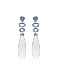 Shawn Ames | Signature Long Pear Earrings with Blue Chalcedony Blue Sapphire Slices and Round Brilliant Blue Sapphires | Lyst