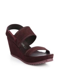 Pedro Garcia | Purple Francy Suede Wedge Sandals | Lyst