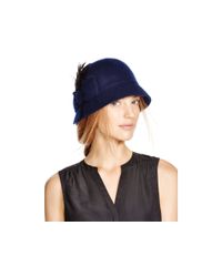 August Accessories | Blue Bow & Feather Cloche | Lyst