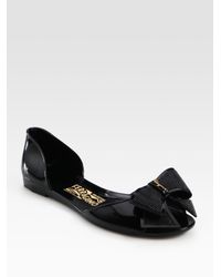 Ferragamo | Black Jelly Bow Peep Toe Slides | Lyst