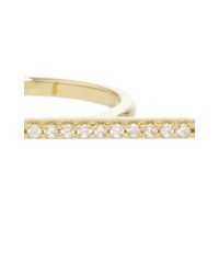 Fallon | Metallic Gold Plated Cubic Zirconia Pavé T-bar Ring | Lyst