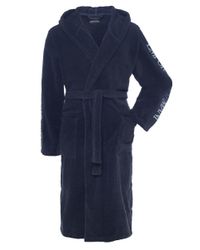 Emporio Armani Blue Logo Sleeve Bathrobe for men