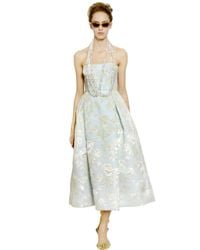 Rochas | Blue Floral Embroidered Duchesse Nigel Dress | Lyst