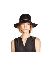 Bettina | Black Wool Felt Floppy Hat With Leopard Print Trim | Lyst