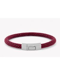 Tateossian - Galuchat Bracelet In Red Stingray Skin With Silver Clasp for Men - Lyst