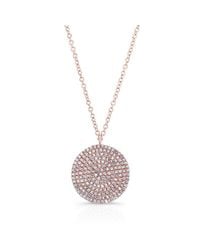Anne Sisteron - Pink 14kt Rose Gold Large Diamond Disc Necklace - Lyst