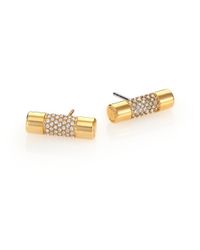 Michael Kors | Metallic City Barrel Pavé Stud Earrings | Lyst
