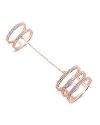 Anne Sisteron - Pink 14kt Rose Gold Diamond Bars Chain Ring - Lyst