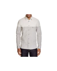 Lacoste | Gray Color Block Regular Fit Button Down Shirt for Men | Lyst