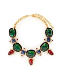 Kenneth Jay Lane | Metallic Art Deco Crystal Stone Necklace | Lyst