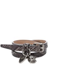 Alexander McQueen | Metallic Double Wrap Skull Bracelet | Lyst