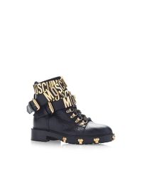 Moschino | Logo Belts Boots Black | Lyst