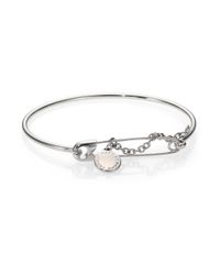 Marc By Marc Jacobs | Metallic Safety Pin & Logo Charm Bangle Bracelet | Lyst