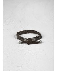 John Varvatos | Brown Braided Leather Bracelet with Silver Detail for Men | Lyst