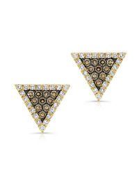 Anne Sisteron - 14kt Yellow Gold Triangle Studs Champagne Diamonds - Lyst