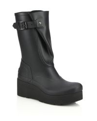 HUNTER | Black Original Galosh Low Wedge Boots | Lyst