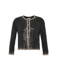 Lyst - Oscar De La Renta Embroidered Silk and Cashmere-blend Cardigan ...