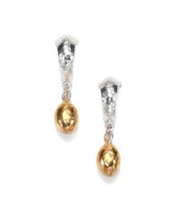 Gurhan | Metallic Curve Sterling Silver & 24K Yellow Gold Drop Earrings | Lyst