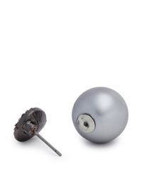 Kenneth Jay Lane | Metallic Glass Pearl Back Crystal Stud Earrings | Lyst