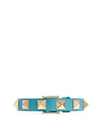 Valentino | Blue 'rockstud' Skinny Leather Bracelet | Lyst