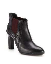 Tod's | Black Laser-cut Leather Chelsea Booties | Lyst