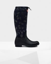 HUNTER - Black Women's Original Tour Terrazzo Print Neoprene Wellington Boots - Lyst