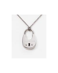 Michael Kors | Silver Padlock Pendant Necklace, 16" | Lyst