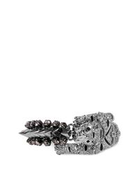 Venna | Metallic Crystal Tiger And Spike Bracelet | Lyst