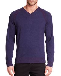 Robert Graham | Purple Regan V-neck Wool Sweater for Men | Lyst