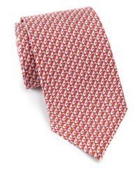 Ferragamo | Red Greyhound Print Silk Tie for Men | Lyst