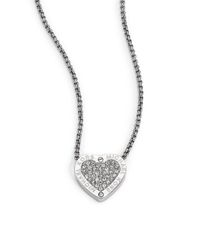 Michael Kors | Metallic Heritage Hearts Pave Necklace/silvertone | Lyst