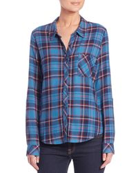 Soft Joie | Blue Anabella Draped Plaid Shirt | Lyst