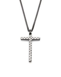 Gucci | Metallic Pattern Engraved Aged Sterling Silver Cross Necklace | Lyst