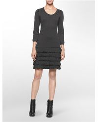 UPC 788627762104 - Calvin Klein Grey Poodle Fringe Sweater Dress ...